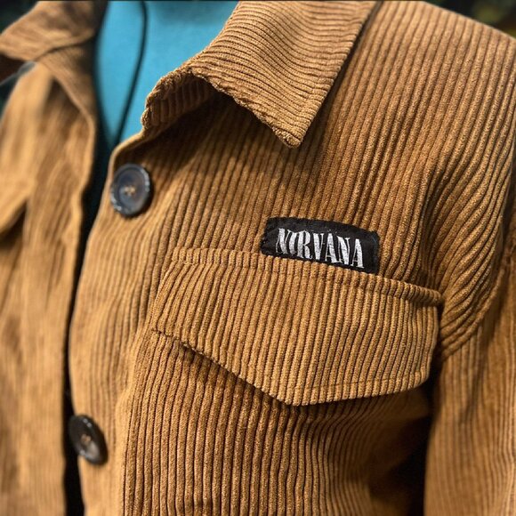 Nirvana Smiley upcycled Corduroy Shacket (Jason Maxwell) – Size M - Picture 4 of 5